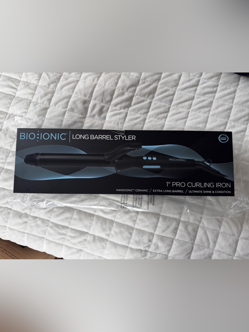 BRAND NEW Bio Ionic Long Barrel Styler 1" Pro Curling Iron - Black & Blue